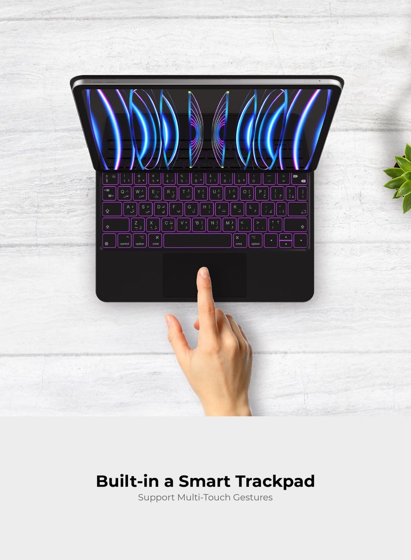 blupebble Magic Folio Detachable Magnetic Keyboard with Large Precision Trackpad, Full-Size Backlit Keyboard Designed for iPad Pro 12.9 inch - Image 4