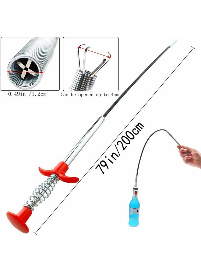 Domejo Flexible Grabber Claw Pick Up Reacher Tool with 4 Claws Bendable Hose Pickup Reaching Assist Tool for Litter Pick, Home Sink, Drains, Toilet (79 inch) - Image 2