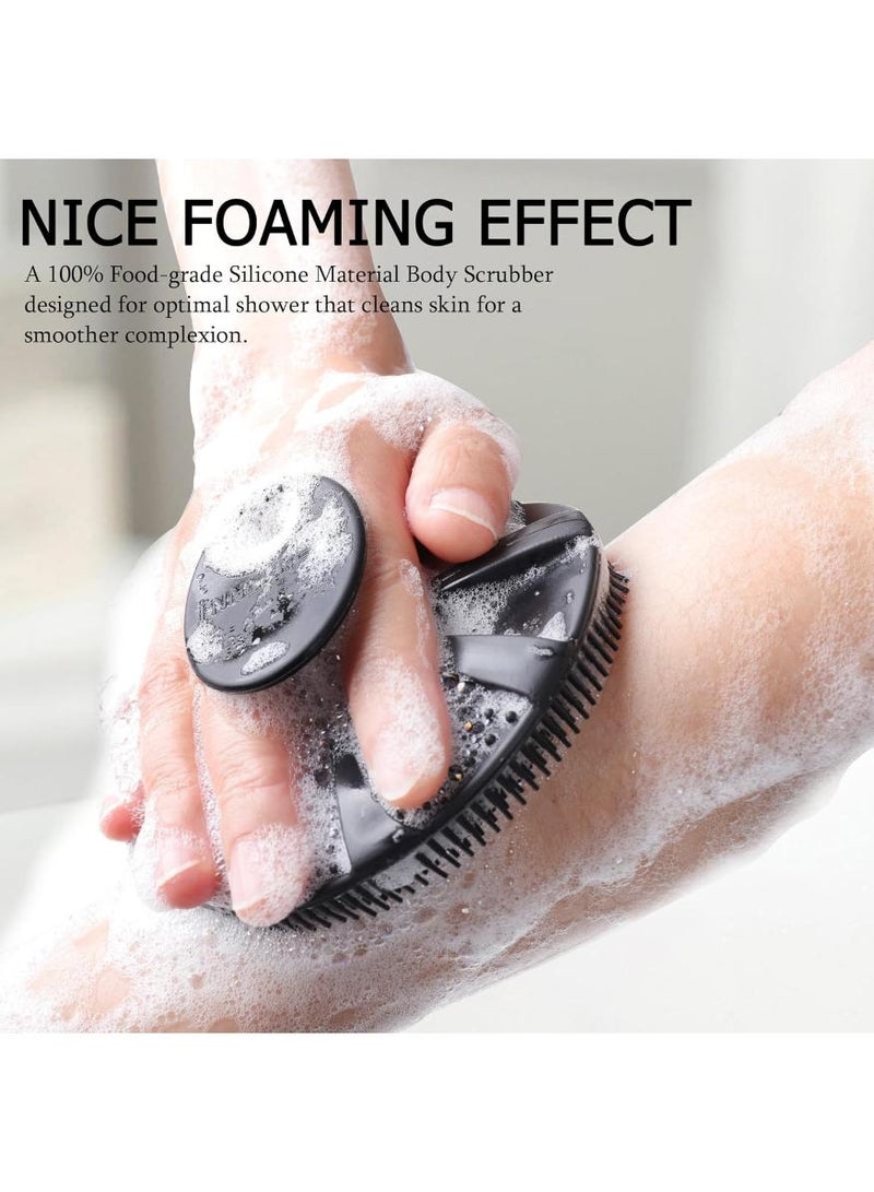 خاجول 1 PCS فرشاة استحمام مصنوعة من السيليكون الناعم المصنوع من السيليكون، فرشاة تنظيف محمولة باليد، تقشير لطيف، رغوة غنية (أسود) - Image 2