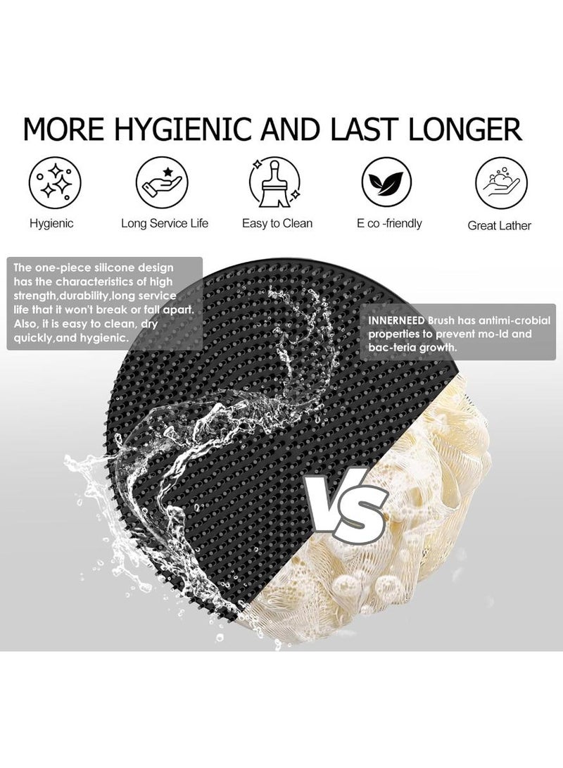 خاجول 1 PCS فرشاة استحمام مصنوعة من السيليكون الناعم المصنوع من السيليكون، فرشاة تنظيف محمولة باليد، تقشير لطيف، رغوة غنية (أسود) - Image 4