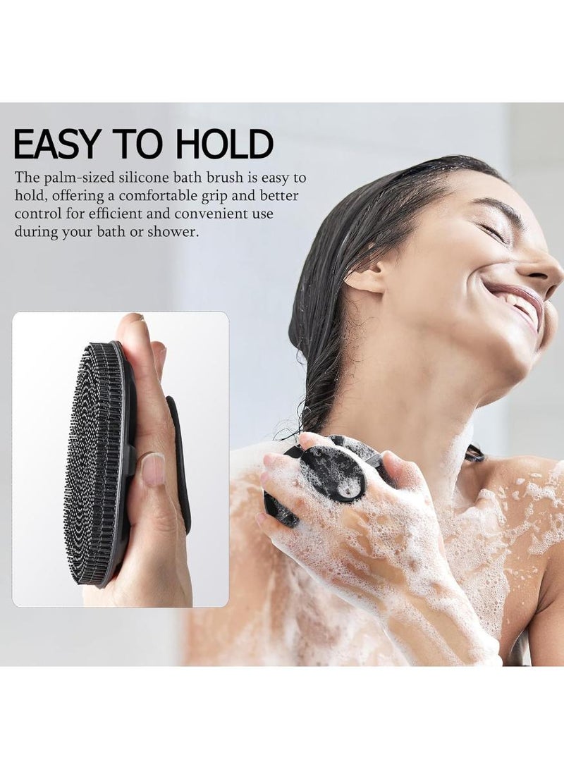 خاجول 1 PCS فرشاة استحمام مصنوعة من السيليكون الناعم المصنوع من السيليكون، فرشاة تنظيف محمولة باليد، تقشير لطيف، رغوة غنية (أسود) - Image 3