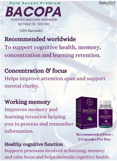 Bekdorf Pure Bacopa Monnieri (Brahmi)-60 Vegan Capsules  - Image 3