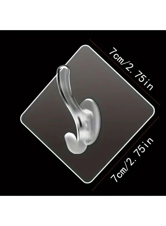 5 Hooks Clear Plastic Sticky Adhesive Rack For Wall Towel Organization Bathroom Kitchen - Image 5