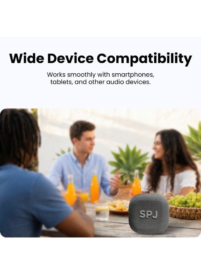 SPJ Portable Bluetooth Speaker, Compact Wireless Speaker with Clear Sound, Lightweight Design & Carry Loop – Black - Image 2