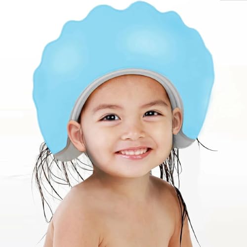 GDNK Baby Shower Cap Shower Cap for Kids 0-9 Years, Adjustable Silicone Cap with Eye & Ear Protection, Waterproof Bathing Hat for Washing Hair (Pink) - Image 1