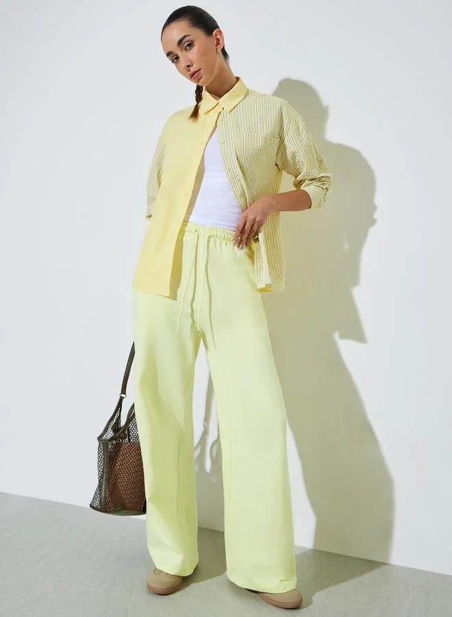 Styli Yellow Striped Longline Shirt