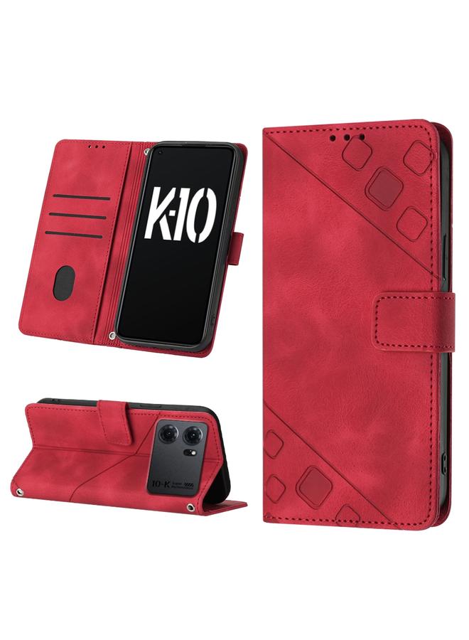 اس-توب جراب لهاتف OPPO K10 5G، جراب هاتف من الجلد المنقوش بملمس الجلد - Image 1