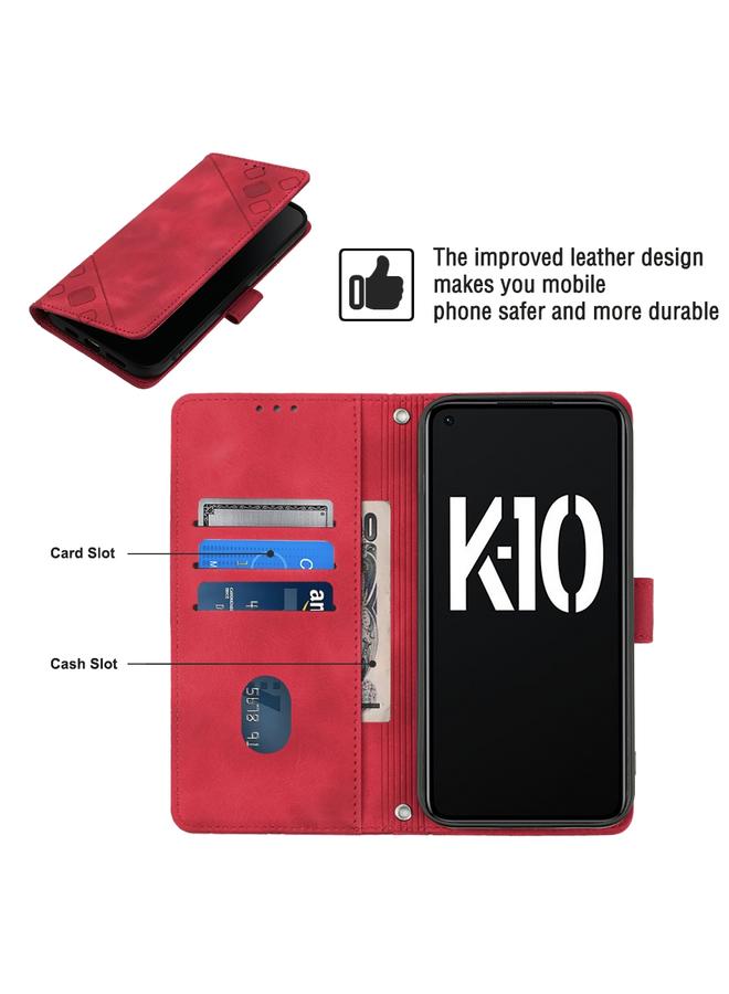 اس-توب جراب لهاتف OPPO K10 5G، جراب هاتف من الجلد المنقوش بملمس الجلد - Image 4