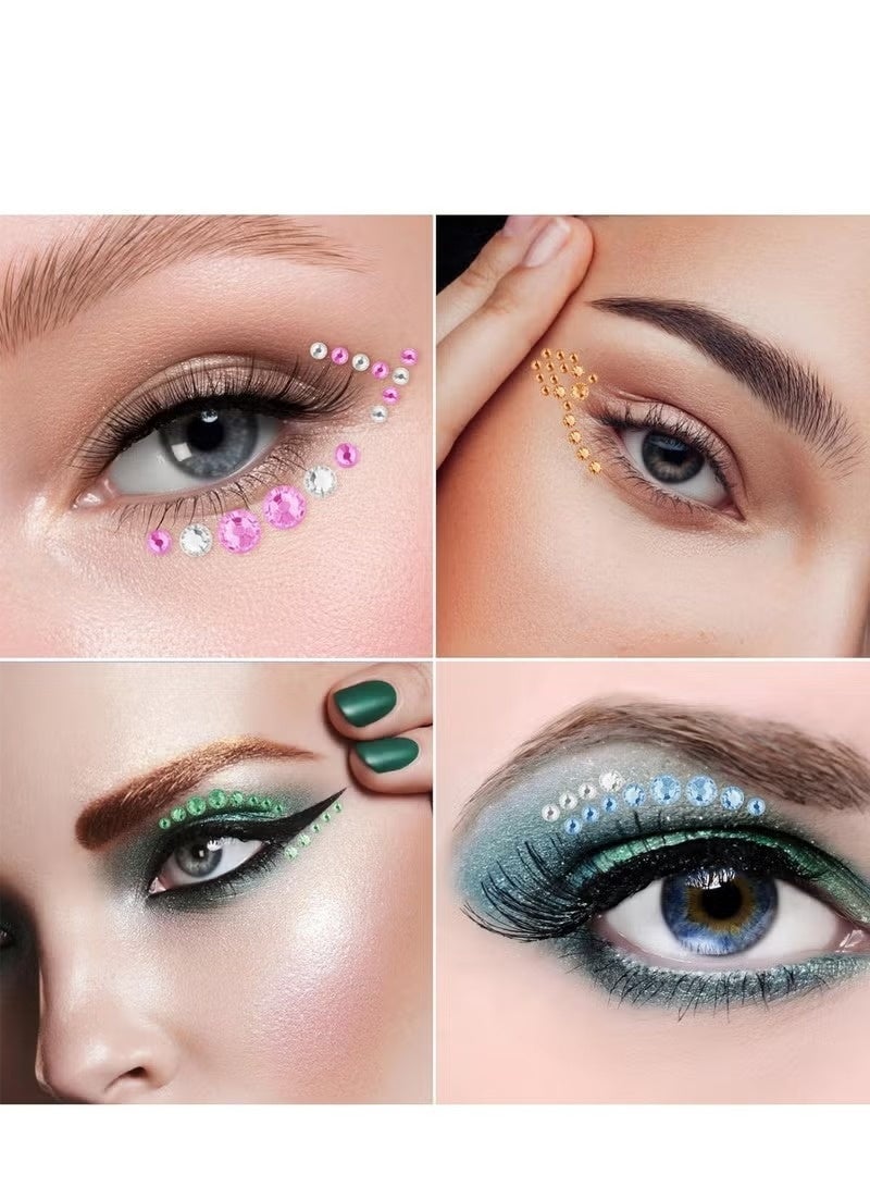 900 Face Gems Rhinestone Stickers, Self-Adhesive Crystals for Makeup and DIY Decoration, 3mm 4mm 5mm Face Gems for Face, Hair, Eyes, Nails (15 Colors) - Image 4