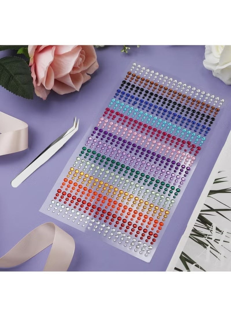 900 Face Gems Rhinestone Stickers, Self-Adhesive Crystals for Makeup and DIY Decoration, 3mm 4mm 5mm Face Gems for Face, Hair, Eyes, Nails (15 Colors) - Image 2