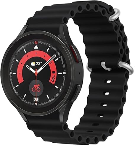 INEFABLE 20mm Ocean SmartWatch Strap Soft Silicone For Amazfit GTS 2 Mini, Amazfit Bip/Bip U/Pro/Lite, Bip S, Amazfit GTS/ 2/2e, Amazfit GTR, Samsung Galaxy Watch 4/5 - Pack Of 1 (Black) - Image 4