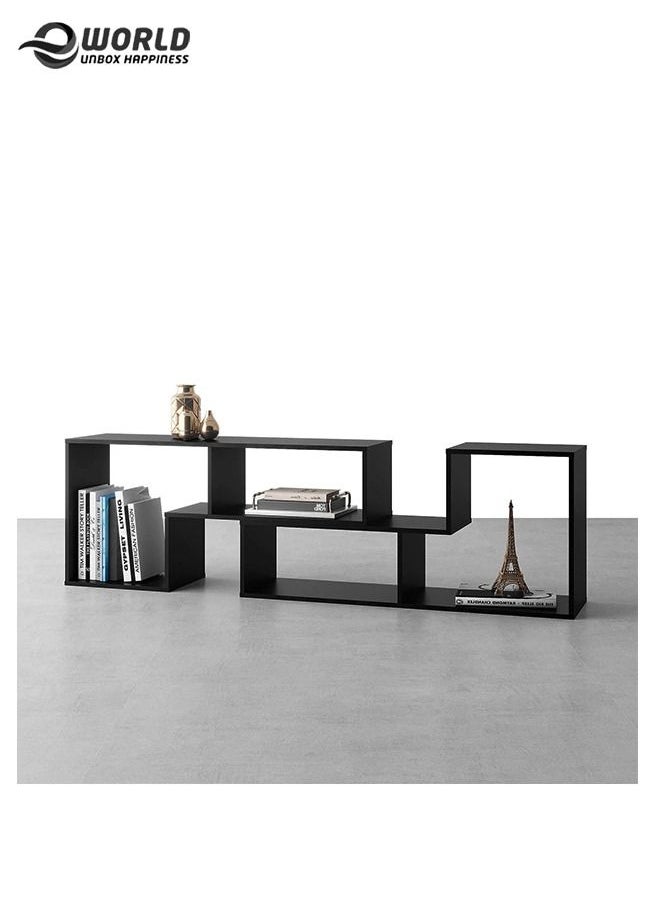 Eworld Modern TV Media Bench with Open Shelves Living Room Shelf for Home Decor Book Shelf Game Console Keeper 