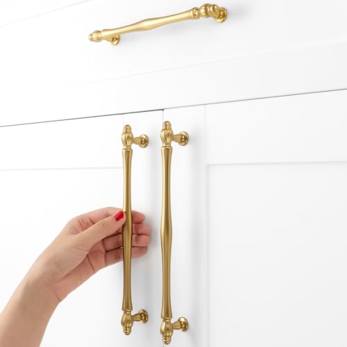 BEROSSA 5 Pack 7-1/2 Inch Brushed Gold Cabinet Pulls Gold Cabinet Handles Gold Hardware for Kitchen Cabinets 2510 Drawer Dresser Cupboard Bedroom Bathroom - Image 4