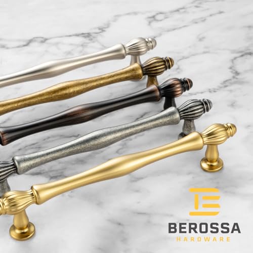 BEROSSA 5 Pack 7-1/2 Inch Brushed Gold Cabinet Pulls Gold Cabinet Handles Gold Hardware for Kitchen Cabinets 2510 Drawer Dresser Cupboard Bedroom Bathroom - Image 2