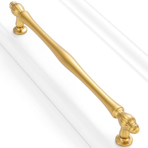 BEROSSA 5 Pack 7-1/2 Inch Brushed Gold Cabinet Pulls Gold Cabinet Handles Gold Hardware for Kitchen Cabinets 2510 Drawer Dresser Cupboard Bedroom Bathroom - Image 1