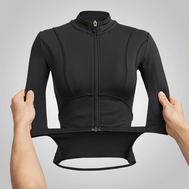 Beginner Friendly Yoga Jacket Women Weight Loss Slimming Top Light Blue S - Image 5