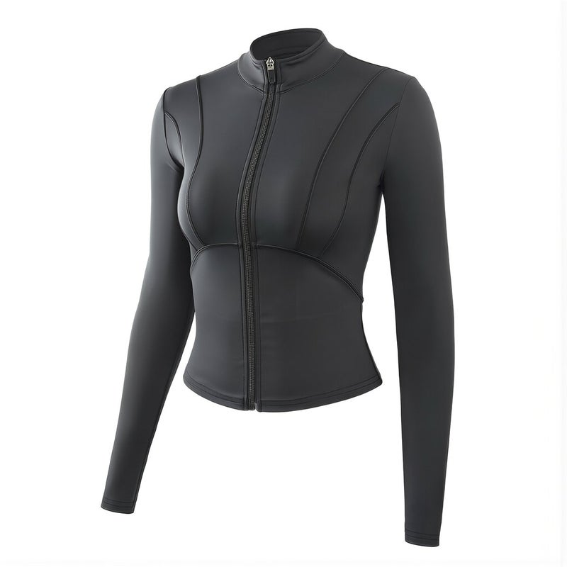 Beginner Friendly Yoga Jacket Women Weight Loss Slimming Top Light Blue S - Image 1