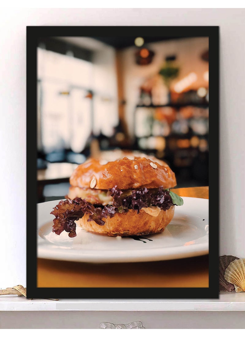 Spoil Your Wall Wall Posters with Burger Picture and Black Frame - Wall Arts Home Décor Photo Frames - 40x55cm by Spoil Your Wall - Image 1