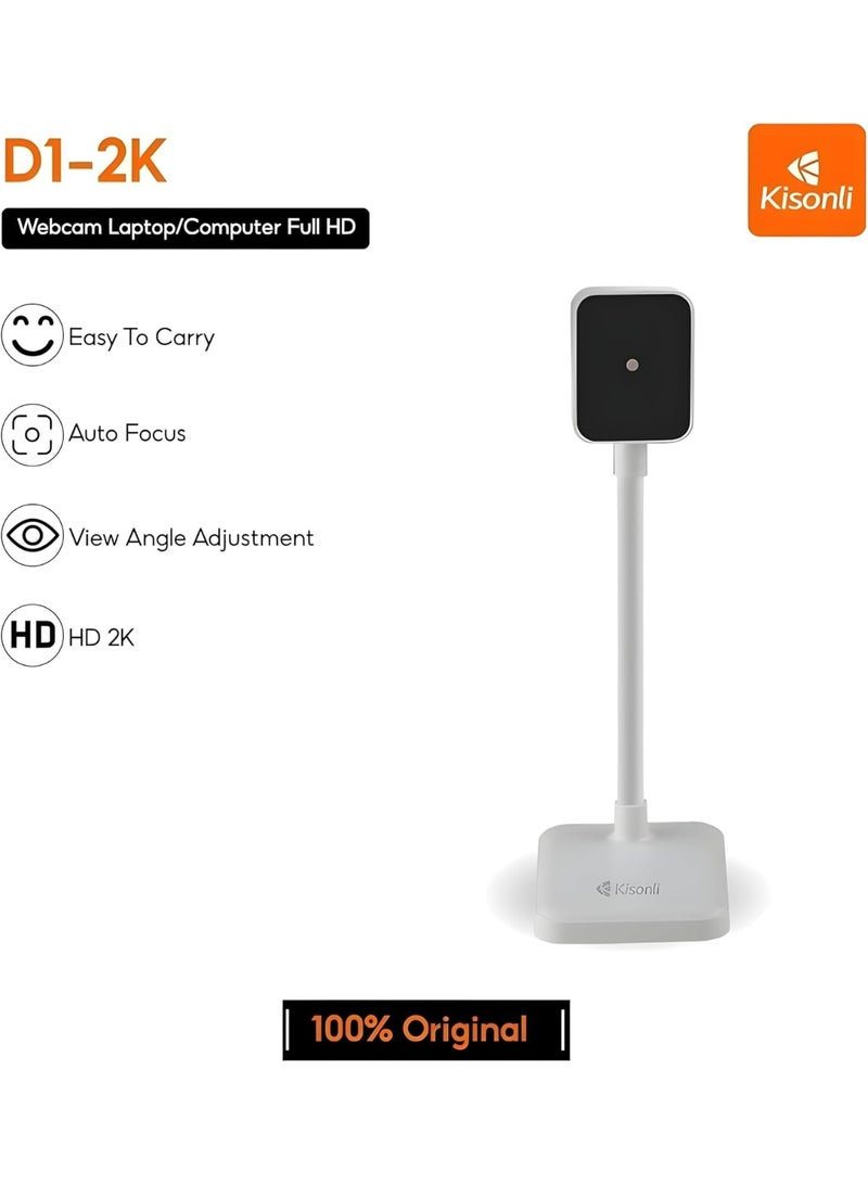 Kisonli D1 2K Webcam with Autofocus, Built-in Mic, USB Input, Instant Playback, No Driving, Black – Ideal for Remote Learning, Conferencing, and Live Streaming - Image 5