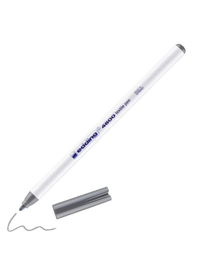 edding 4600 Textile Pen - Grey - 1 Pen - Round Nib 1 mm - Permanent Fabric Pens for Drawing on Textiles, Wash-Resistant To 60 °C - Fabric Pen - Image 1