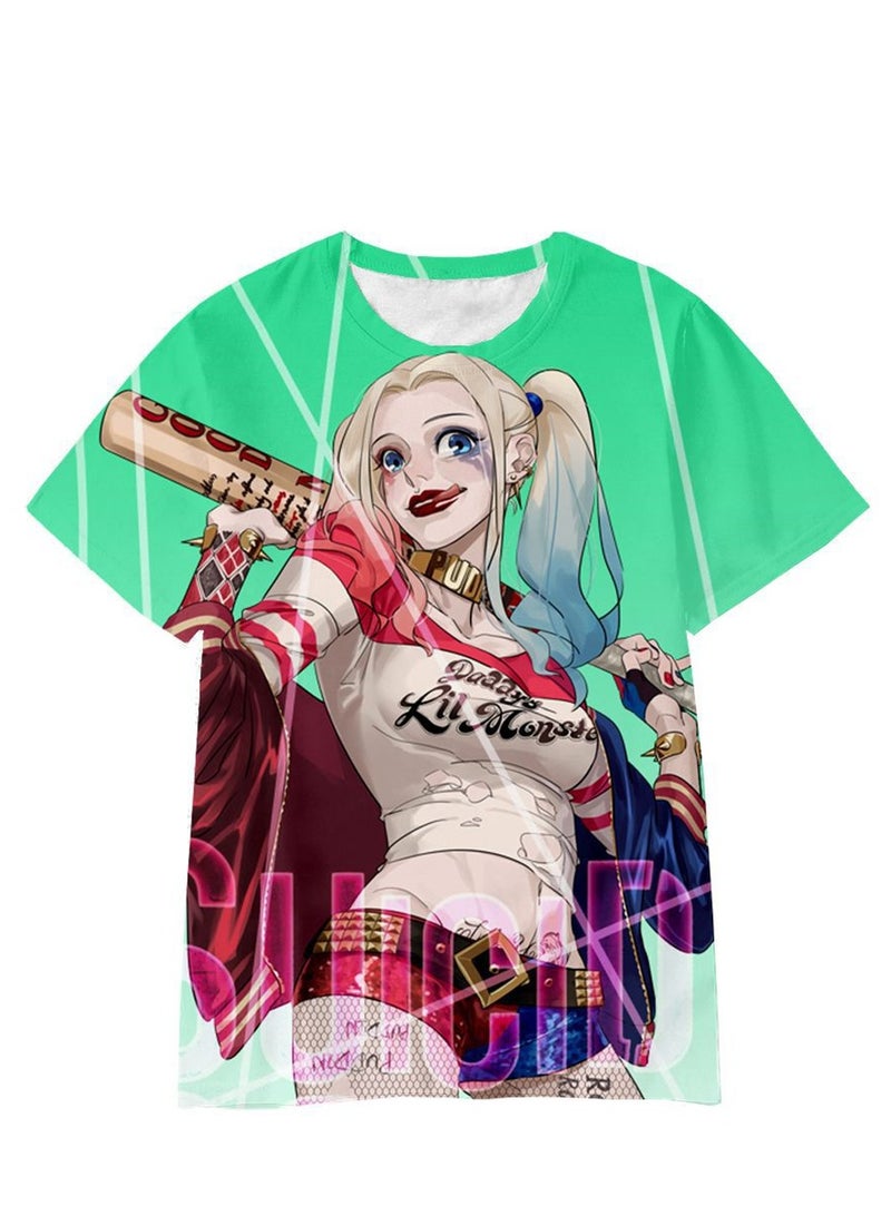 Cartoon Harley Quinn 3D digital printing personalized breathable children's T-shirt for adults and children - Image 1