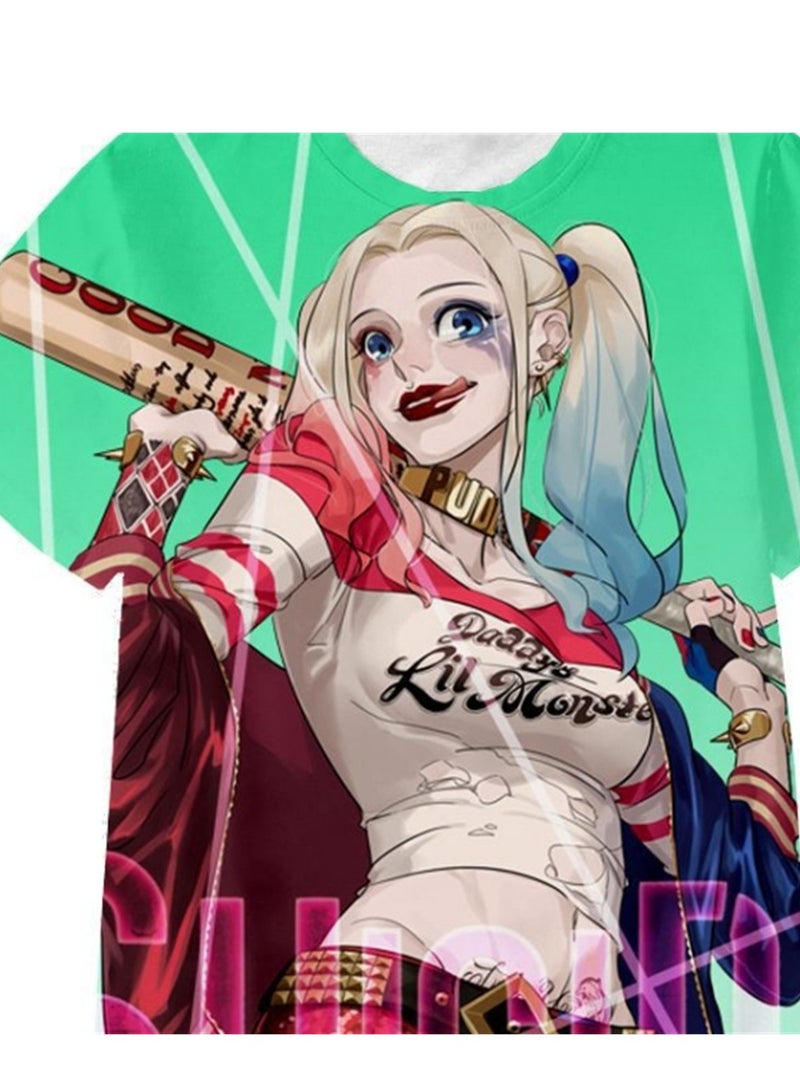 Cartoon Harley Quinn 3D digital printing personalized breathable children's T-shirt for adults and children - Image 3
