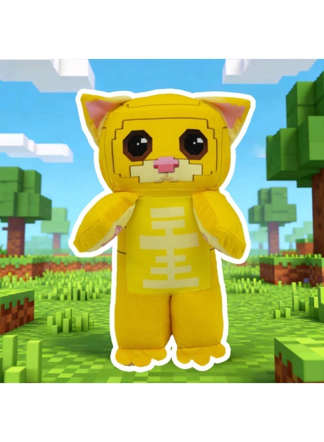 Steal a Brainrot Block Cat Plush Toy Cute Square Pixel Cat Stuffed Figure Soft & Cuddly Collectible Game Merch for Fans - Image 1