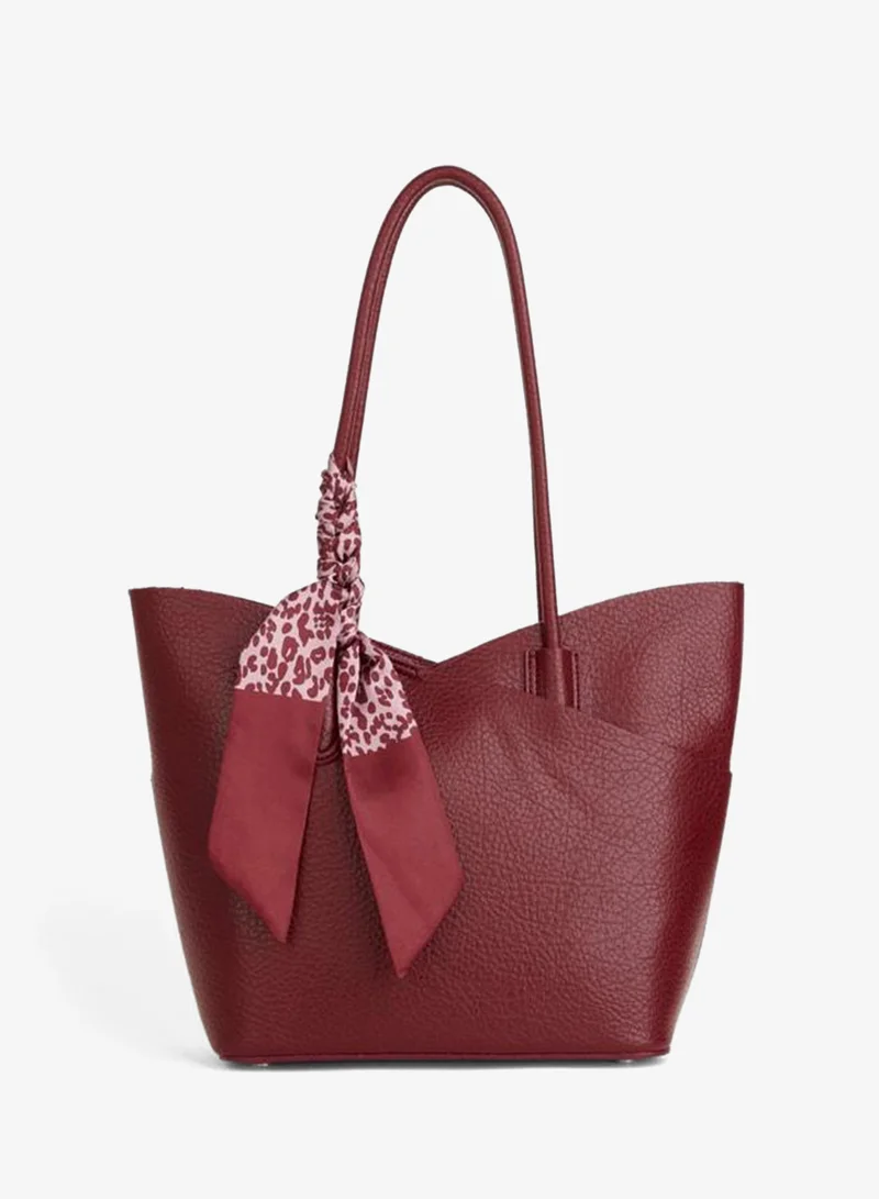 Women's Camellia Burgundy Scarf and Organizer Gift Snap‑Closure Hand, Arm and Shoulder Bag.