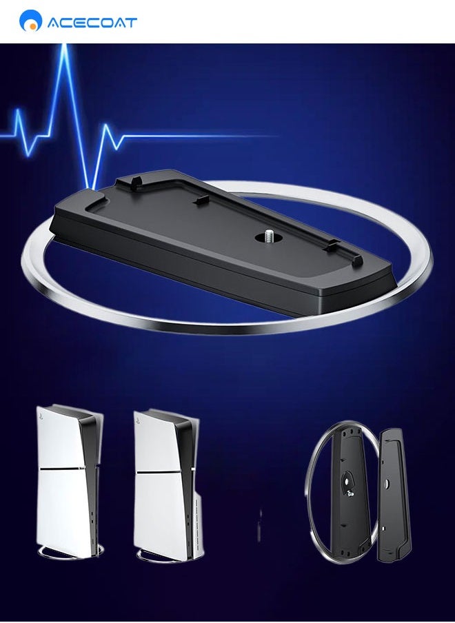 ايسكوت حامل عمودي لوحدة التحكم PS5 متوافق مع وحدة التحكم PS5 Slim PS5 القياسية، حامل بقاعدة فضية، ثابت وسهل التركيب  - Image 1