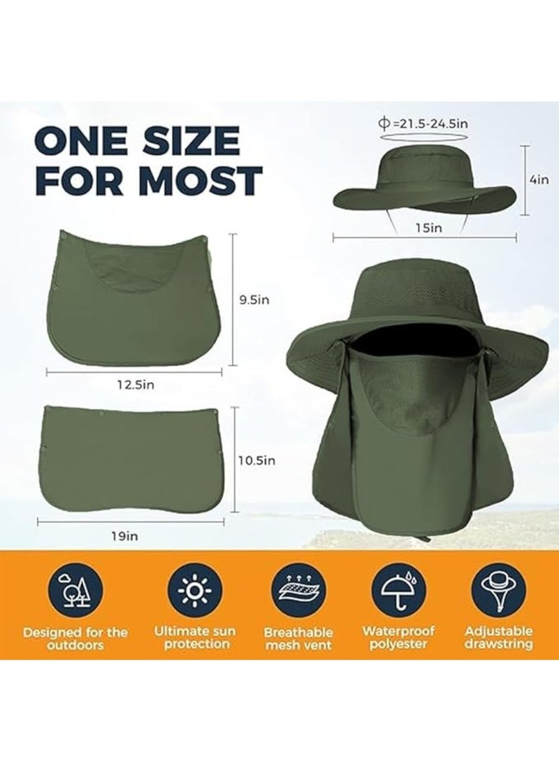 LIMOS Sun Hats Fishing Hats for Men, Outdoor Sun Cap with Wide Brim Face Cover Neck Flap Unisex Sun Protection Hat - Image 2