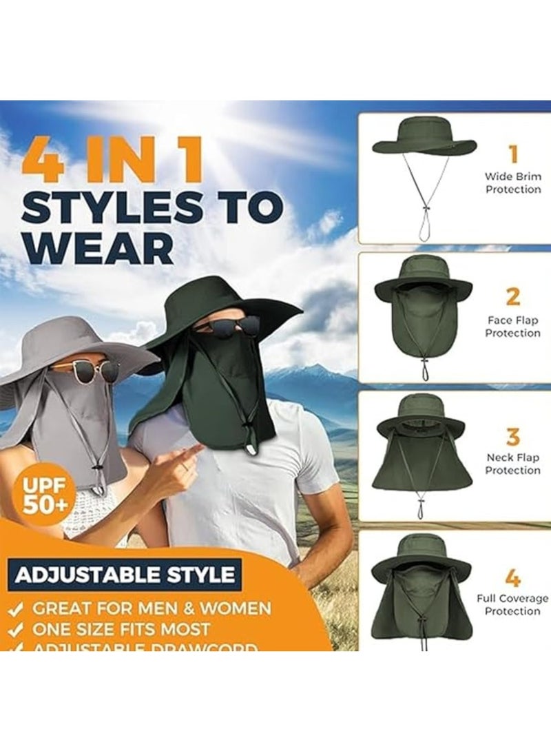LIMOS Sun Hats Fishing Hats for Men, Outdoor Sun Cap with Wide Brim Face Cover Neck Flap Unisex Sun Protection Hat - Image 3