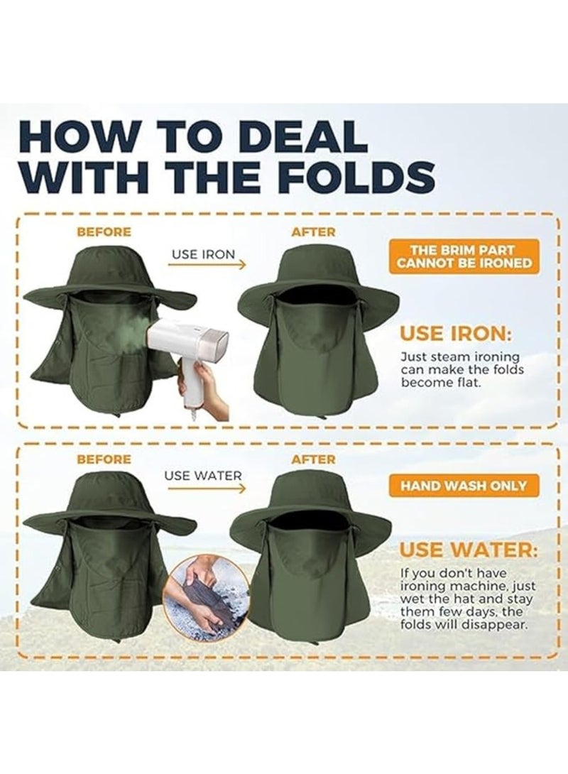 LIMOS Sun Hats Fishing Hats for Men, Outdoor Sun Cap with Wide Brim Face Cover Neck Flap Unisex Sun Protection Hat - Image 4