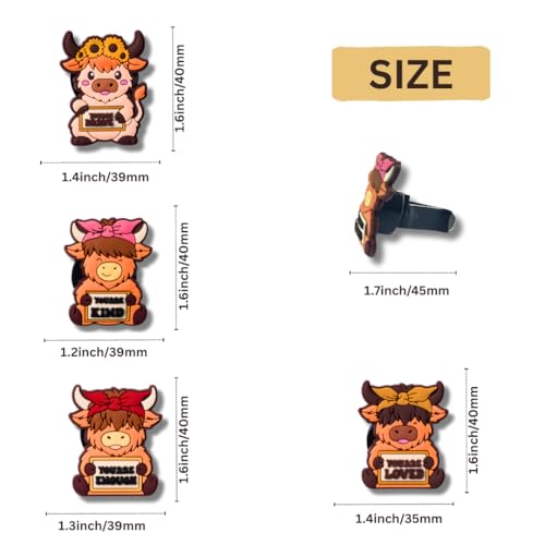 TSIMPLE Highland Cow Car Air Vent Clips Set, Western Air Freshener Car Accessories for Women, Funny Highland Cows Cars Decor, Cow Gift Idea, Cows Cars Decoration - Image 3
