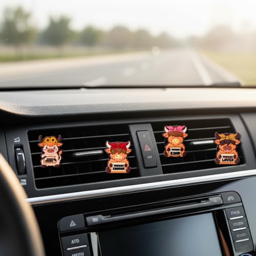 TSIMPLE Highland Cow Car Air Vent Clips Set, Western Air Freshener Car Accessories for Women, Funny Highland Cows Cars Decor, Cow Gift Idea, Cows Cars Decoration - Image 5