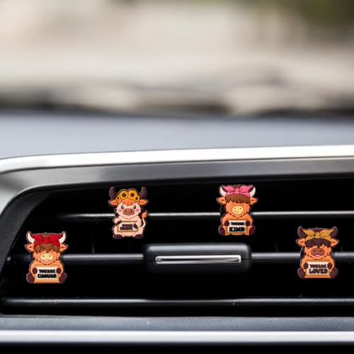 TSIMPLE Highland Cow Car Air Vent Clips Set, Western Air Freshener Car Accessories for Women, Funny Highland Cows Cars Decor, Cow Gift Idea, Cows Cars Decoration - Image 4