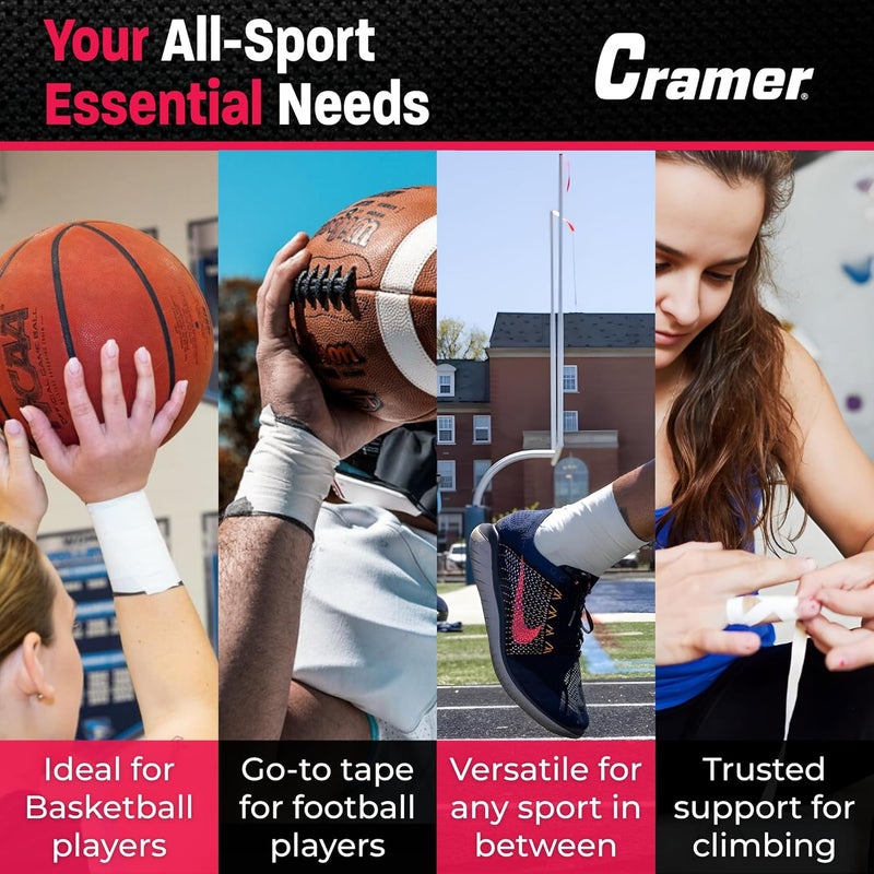 Cramer Athletic Tape 6 Pack, 1.5" x 10 Yards White, Easy Tear Sports Tape for Ankle, Wrist & Knee, Latex-Free Adhesive, Strong Support, Athletic Training Tape Roll - Image 4