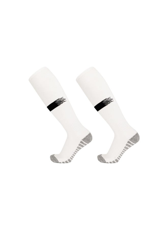 White And Black Adult Summer High-tube Football Socks, Breathable Towel-soled Training Sports Socks, Children's Non-slip Long-tube Socks