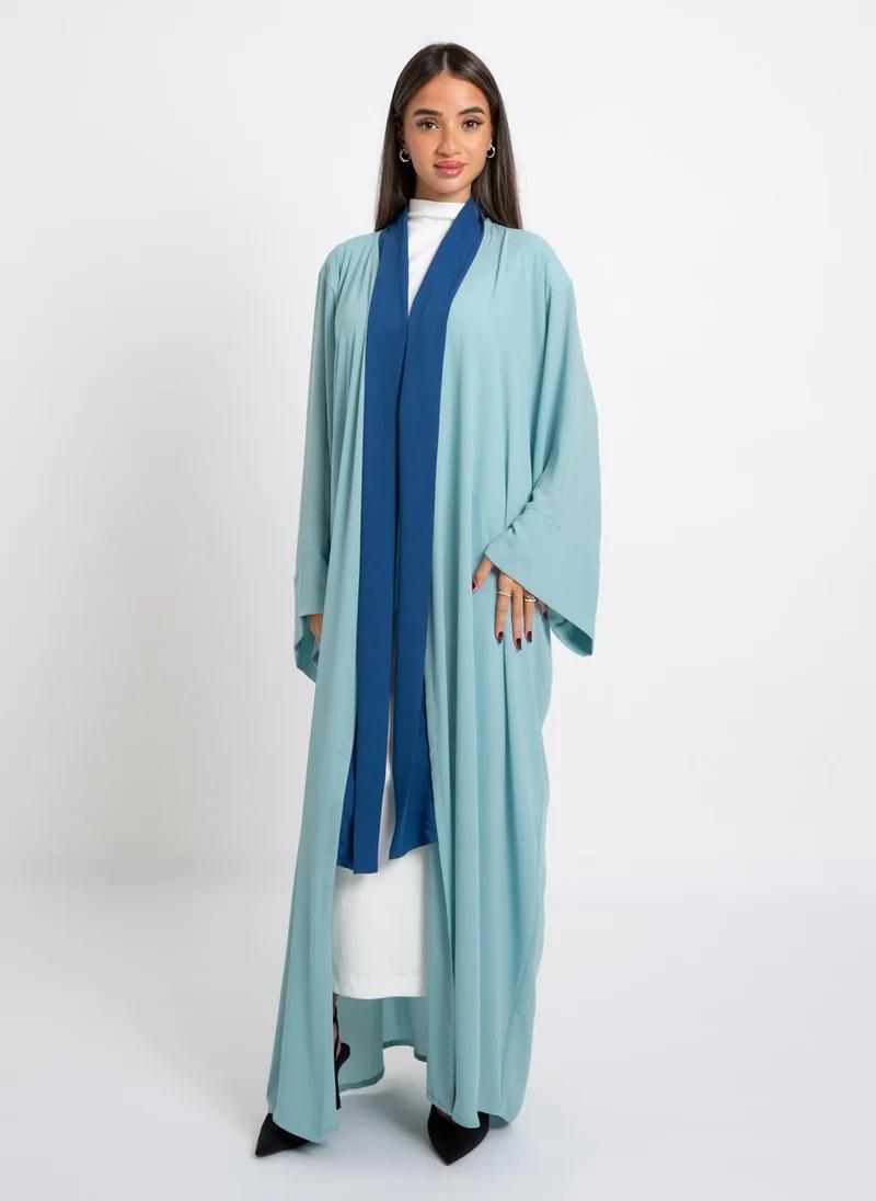 Kaafmeem Aqua Blue on Blue Flowstyle Abaya