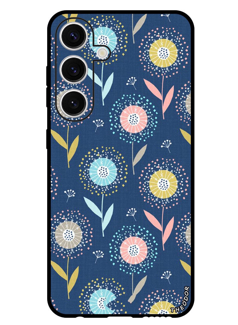 Theodor Protective Case Anti Scratch Shock Proof Bumper Cover For Samsung Galaxy S24 Round FLowers - Image 1