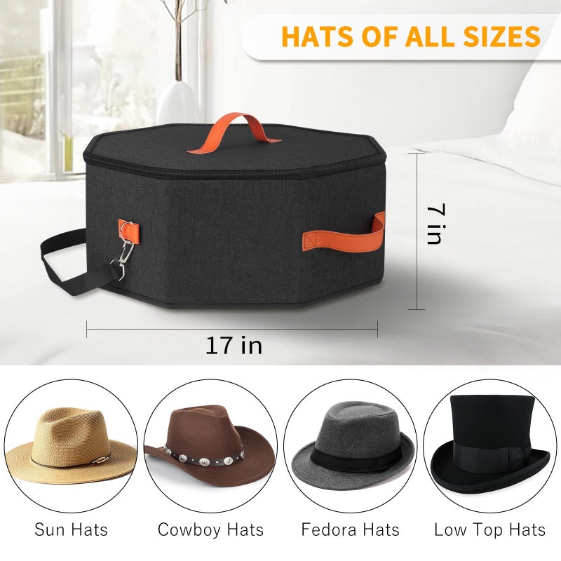 kushon Hat Storage Box for Women & Men, Hardboard Support Hat Boxes with 1 Door Hook Hat Organizer, Cowboy Hat Box for Travel, Hat Bag Hat Case (Black) - Image 4