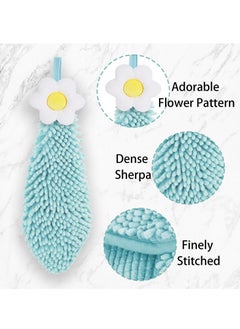 Excefore Fuzzy Ball Hand Towel, Kids Hand Towels, Cute Chenille Hanging Towels, 2 Pack Absorbent Thick Bathroom Hand Towels with Hanging Loop, Multi-Function Washcloth  - Image 5
