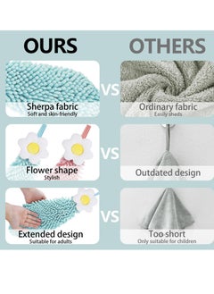 Excefore Fuzzy Ball Hand Towel, Kids Hand Towels, Cute Chenille Hanging Towels, 2 Pack Absorbent Thick Bathroom Hand Towels with Hanging Loop, Multi-Function Washcloth  - Image 3