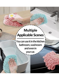 Excefore Fuzzy Ball Hand Towel, Kids Hand Towels, Cute Chenille Hanging Towels, 2 Pack Absorbent Thick Bathroom Hand Towels with Hanging Loop, Multi-Function Washcloth  - Image 2