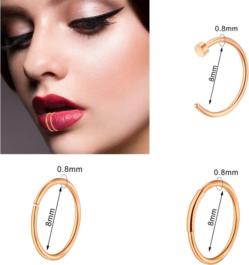ONESING 9-40 Pcs Nose Rings - Hoops, Studs & L Shape - Hypoallergenic Stainless Steel Nose Piercings for Women & Men - Image 4