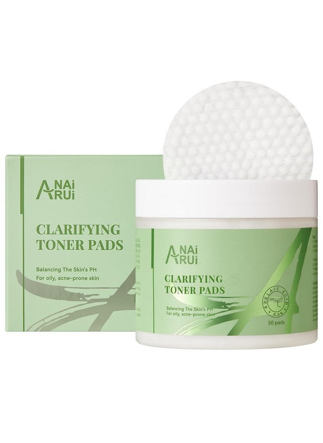 ANAI RUI - Clarifying Toner Pads For Face, With Lactic Acid, Salicylic Acid, Azelaic Acid, Facial Radiance Pads, Face Exfoliating Pad For Acne & Blemishes Clear, Balance Skin'S Ph, 50 Pads - Image 1