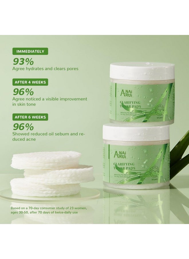 ANAI RUI - Clarifying Toner Pads For Face, With Lactic Acid, Salicylic Acid, Azelaic Acid, Facial Radiance Pads, Face Exfoliating Pad For Acne & Blemishes Clear, Balance Skin'S Ph, 50 Pads - Image 1