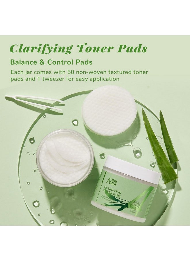 ANAI RUI - Clarifying Toner Pads For Face, With Lactic Acid, Salicylic Acid, Azelaic Acid, Facial Radiance Pads, Face Exfoliating Pad For Acne & Blemishes Clear, Balance Skin'S Ph, 50 Pads - Image 1
