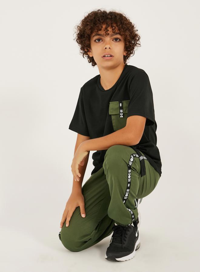 Styli Round Neck Pocket Detail T-Shirt and Joggers Set  - Image 1
