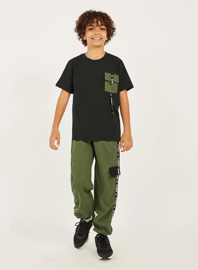 Styli Round Neck Pocket Detail T-Shirt and Joggers Set  - Image 2