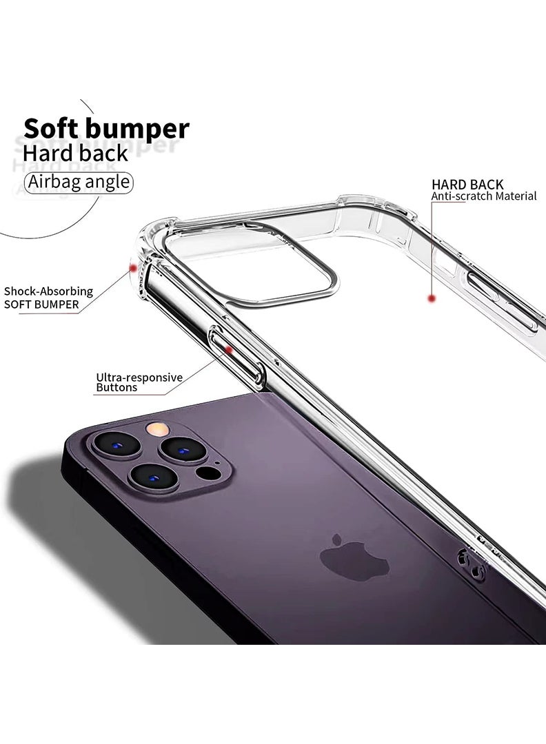 Theodor Protective Case for iPhone 14 Pro 6.1-inch Compatible Wireless Charging, Shockproof Phone Bumper Cover, Anti-Scratch Clear Back(Clear) - Image 4